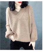 Winter Sweater Women Warm Oversized Pullovers Oversized Sweater Autumn V Neck White Pullover Sweaters And Pullovers For Women Pullover - Nation of Trends