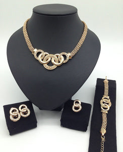 Diamond-encrusted Section Chain Jewelry Set Four-piece Set - Nation of Trends