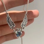 Vintage Gothic Heart Crown Angel Wings Pendant Necklaces For Women Fashion Exquisite Love Shape Clavicle Chain Choker Jewelry Fashion Jewelry - Nation of Trends