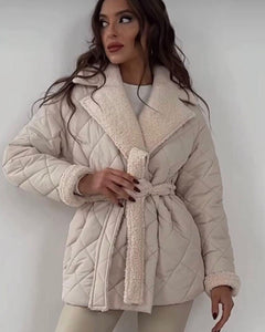 Winter Lapel Plaid Coat Fashion All-match Waist-tied Design Coat For Women Outwear Clothing - Nation of Trends